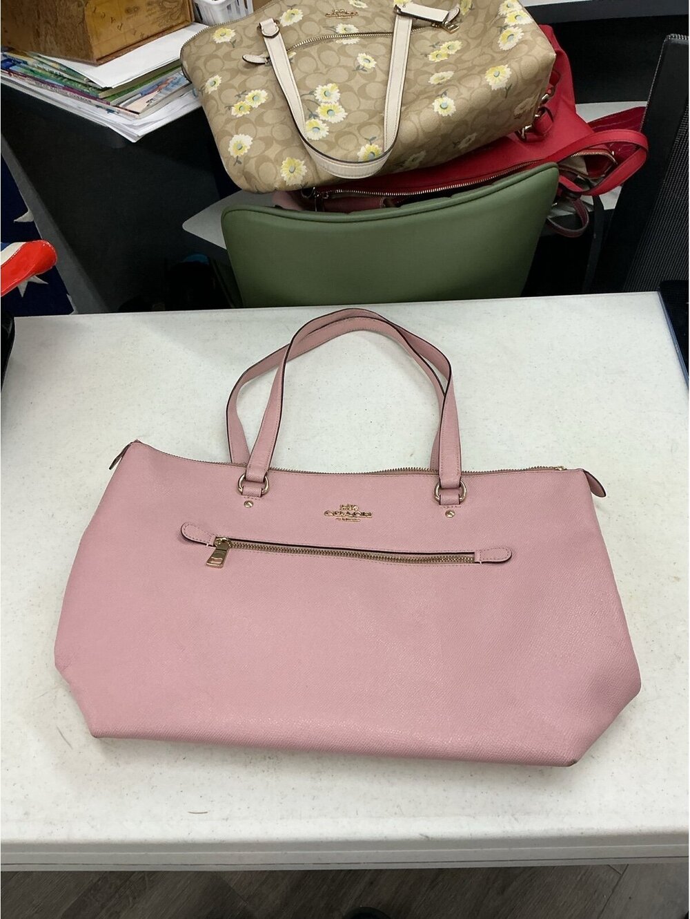Coach Pink Leather Tote Bag